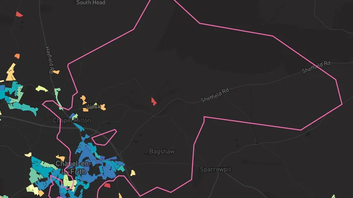 House price heatmap showing property values across Chapel En Le Frith
