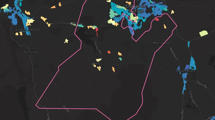 House price heatmap showing property values across Chapel En Le Frith