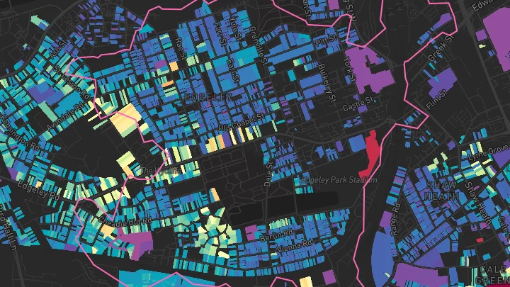 House price heatmap showing property values across Stockport