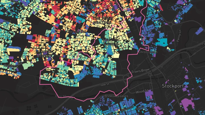 House price heatmap showing property values across Stockport