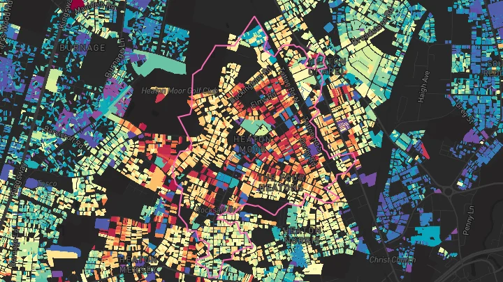 House price heatmap showing property values across Stockport