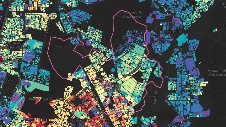 House price heatmap showing property values across Stockport