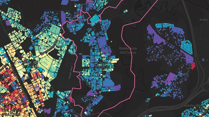 House price heatmap showing property values across Stockport