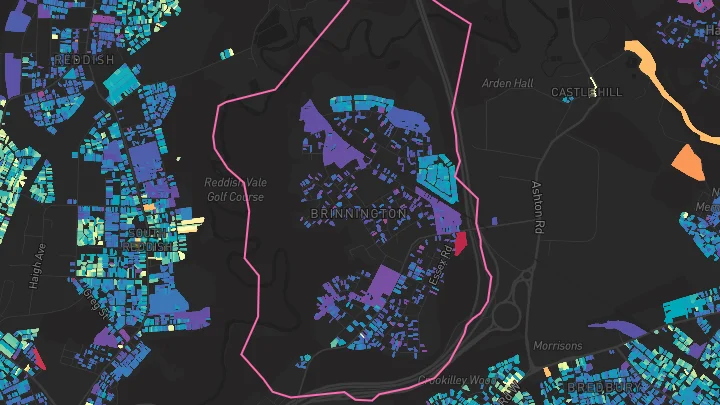 House price heatmap showing property values across Stockport