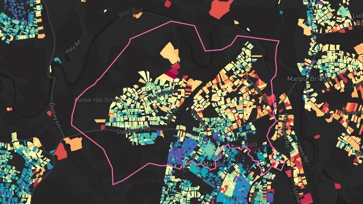 House price heatmap showing property values across Marple