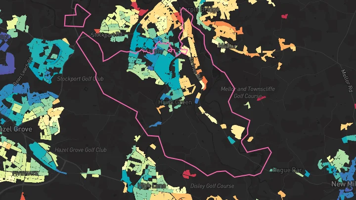 House price heatmap showing property values across Marple