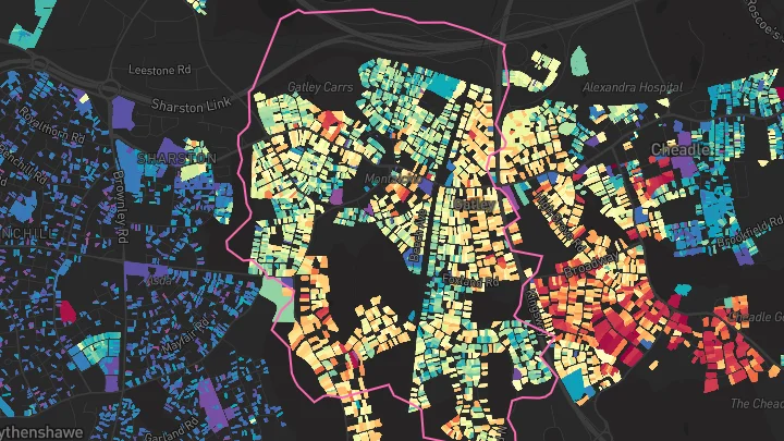 House price heatmap showing property values across Gatley
