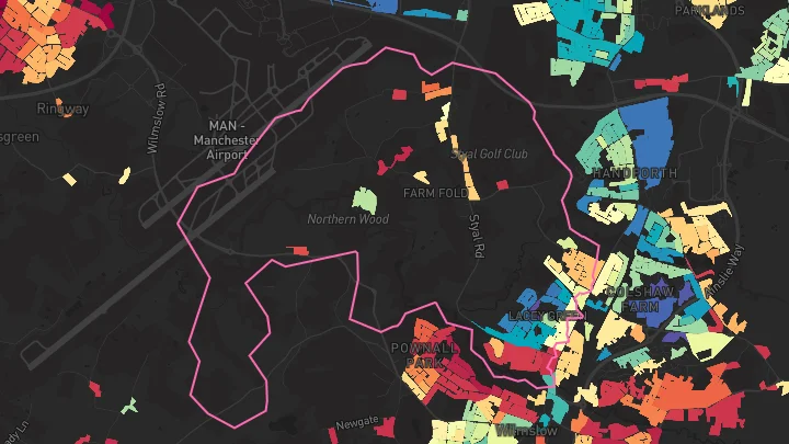 House price heatmap showing property values across Lacey Green