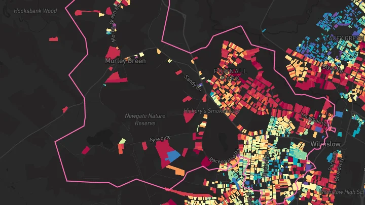 House price heatmap showing property values across Wilmslow