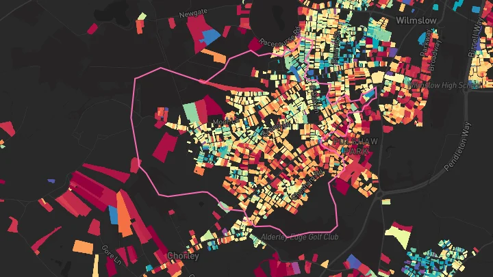 House price heatmap showing property values across Wilmslow