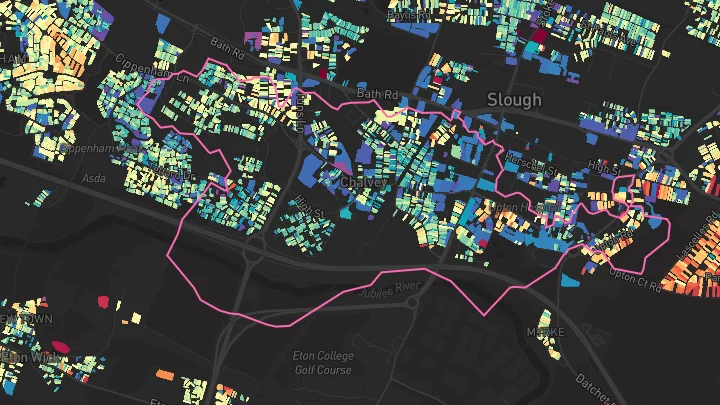 House price heatmap showing property values across Slough