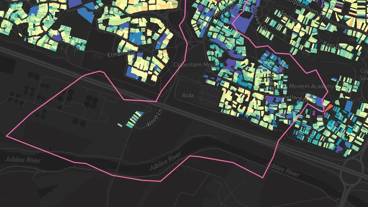 House price heatmap showing property values across Slough