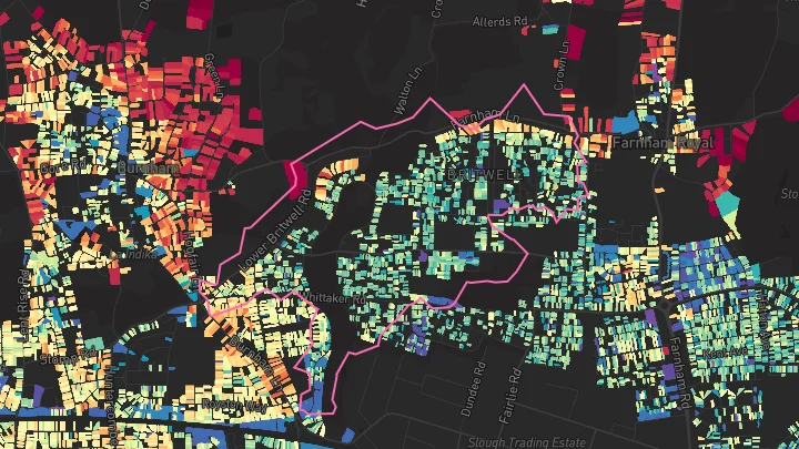 House price heatmap showing property values across Slough