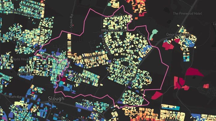 House price heatmap showing property values across Slough