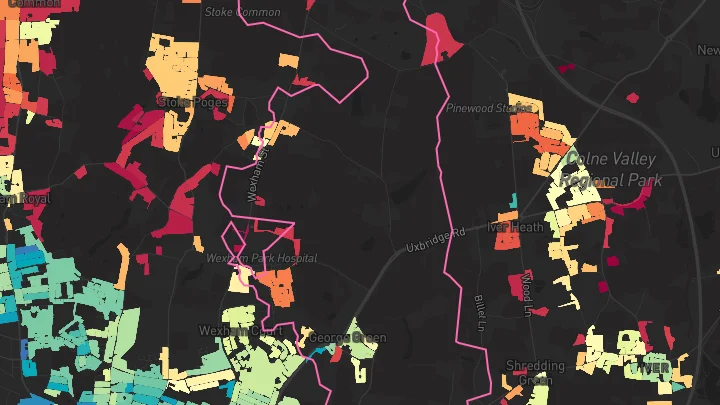 House price heatmap showing property values across George Green