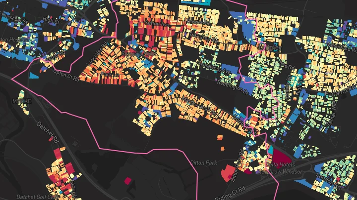 House price heatmap showing property values across Slough