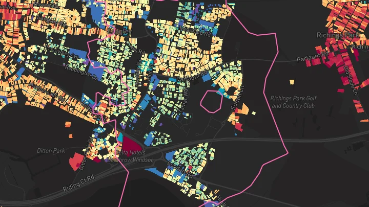 House price heatmap showing property values across Slough