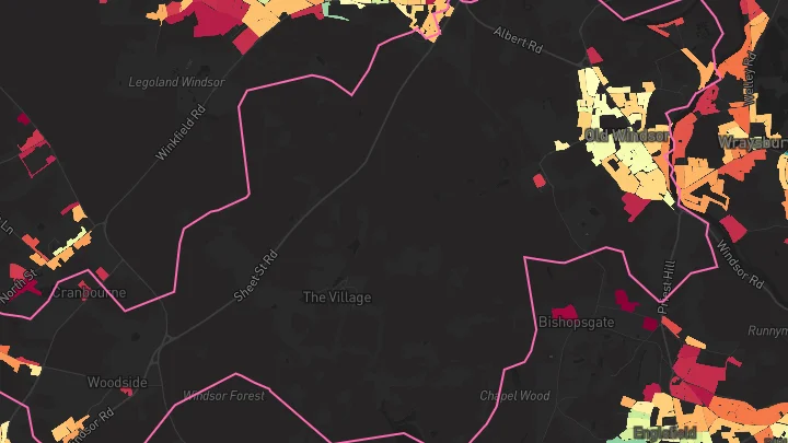 House price heatmap showing property values across Old Windsor