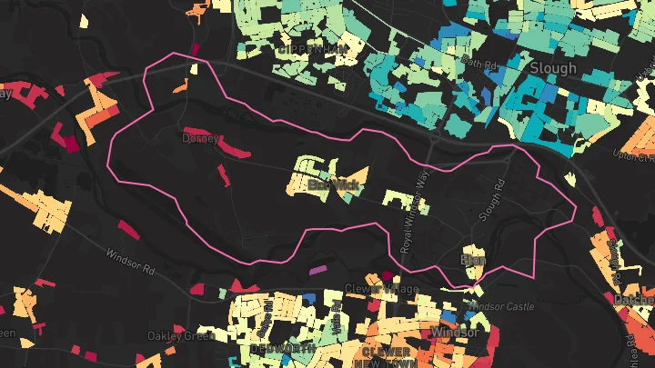 House price heatmap showing property values across Eton Wick