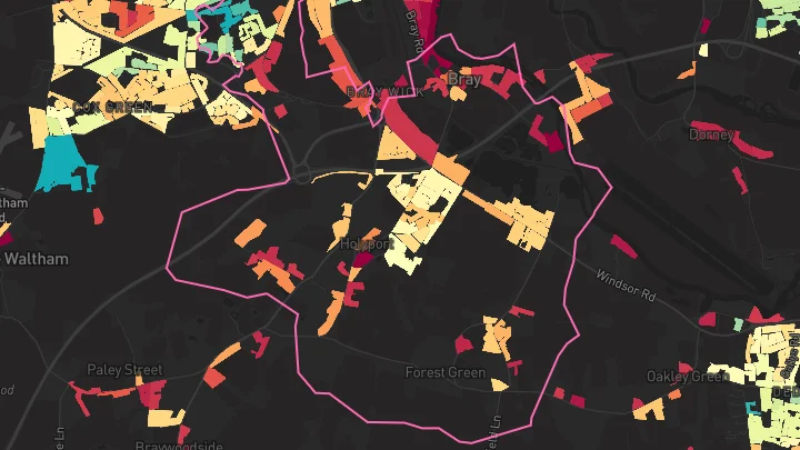 House price heatmap showing property values across Maidenhead