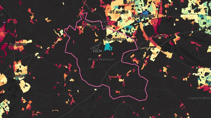 House price heatmap showing property values across Maidenhead
