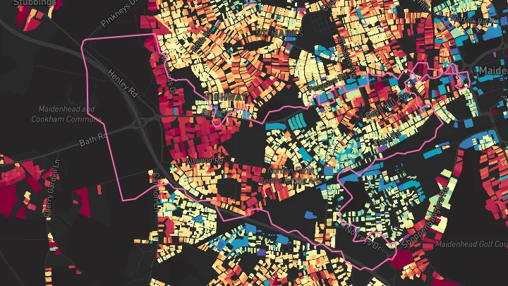 House price heatmap showing property values across Maidenhead