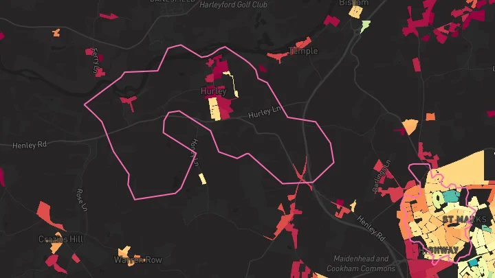 House price heatmap showing property values across Maidenhead