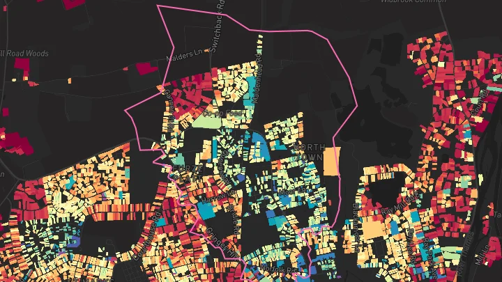 House price heatmap showing property values across Maidenhead