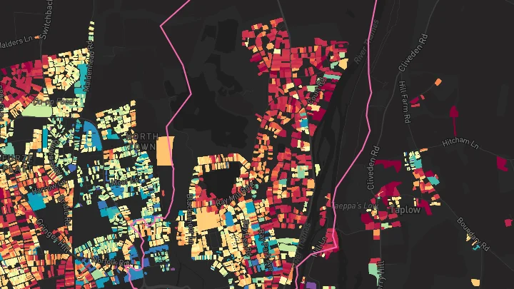 House price heatmap showing property values across Maidenhead
