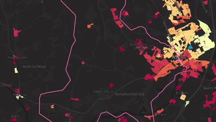 House price heatmap showing property values across Marlow