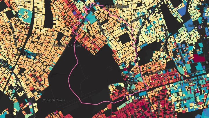 House price heatmap showing property values across Cheam