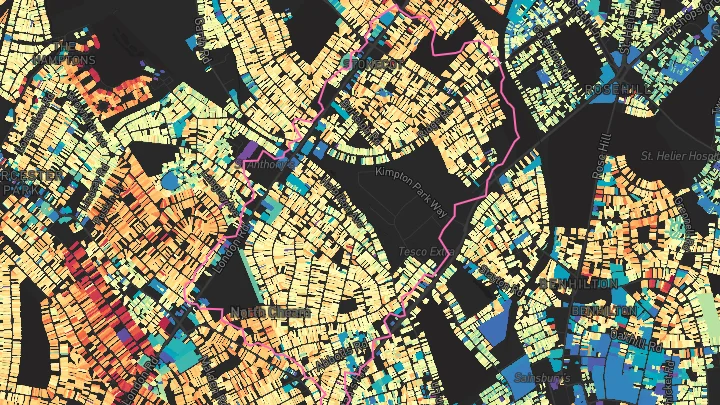 House price heatmap showing property values across West Sutton