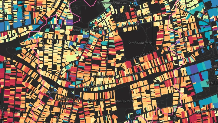 House price heatmap showing property values across Carshalton Beeches