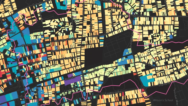 House price heatmap showing property values across Wallington