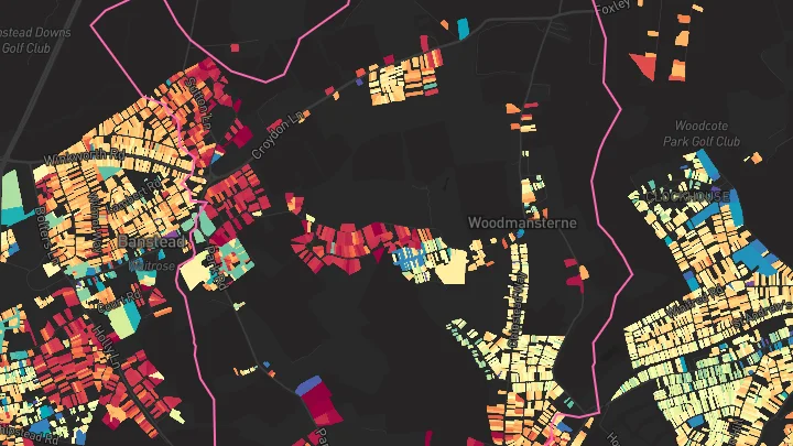 House price heatmap showing property values across Woodmansterne