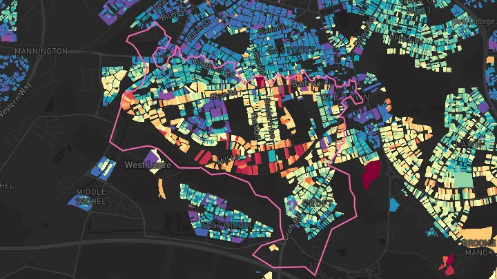 House price heatmap showing property values across Swindon