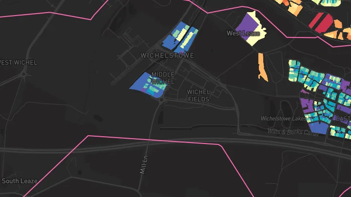 House price heatmap showing property values across East Wichel