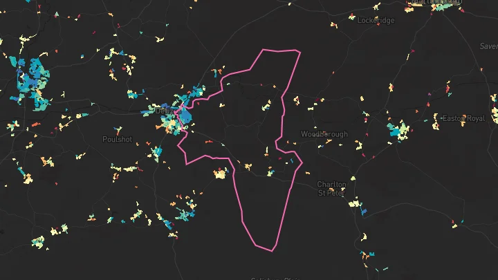 House price heatmap showing property values across Devizes