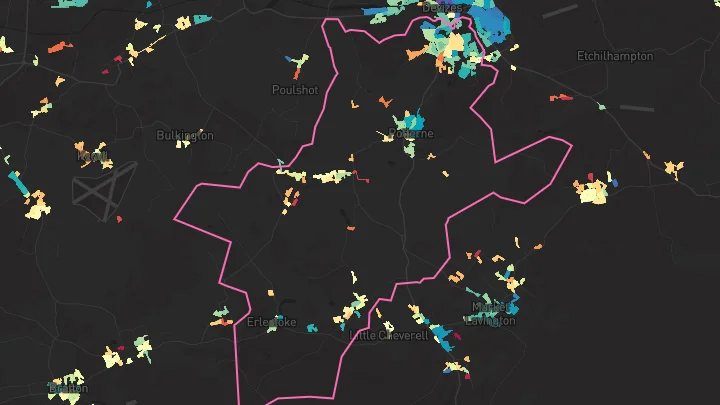 House price heatmap showing property values across Devizes
