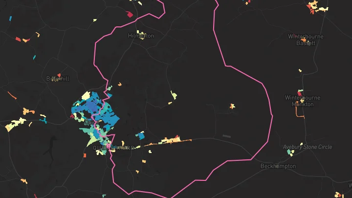 House price heatmap showing property values across Calne