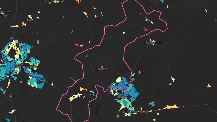 House price heatmap showing property values across Calne