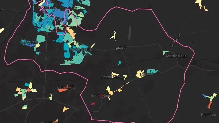 House price heatmap showing property values across Bowerhill