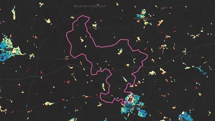 House price heatmap showing property values across Chippenham