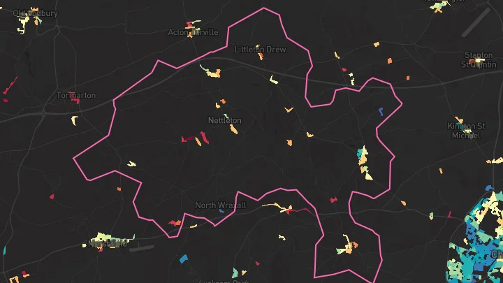 House price heatmap showing property values across Yatton Keynell