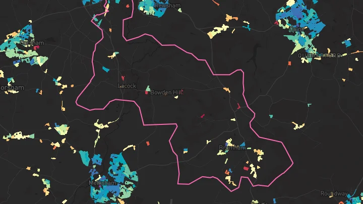 House price heatmap showing property values across Bromham