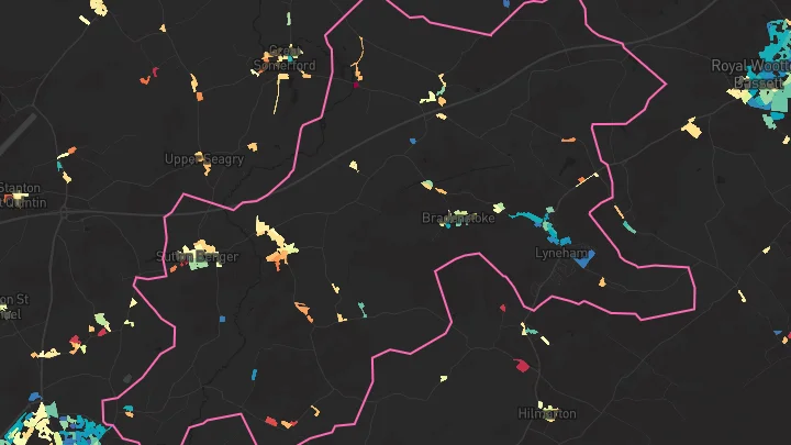 House price heatmap showing property values across Lyneham