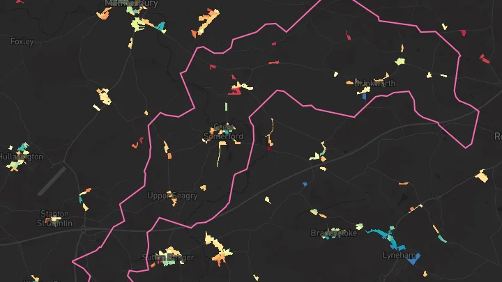 House price heatmap showing property values across Brinkworth