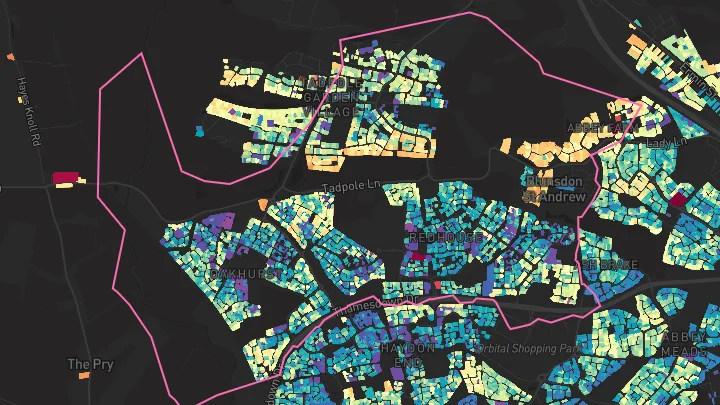 House price heatmap showing property values across Swindon