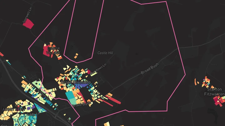 House price heatmap showing property values across Blunsdon