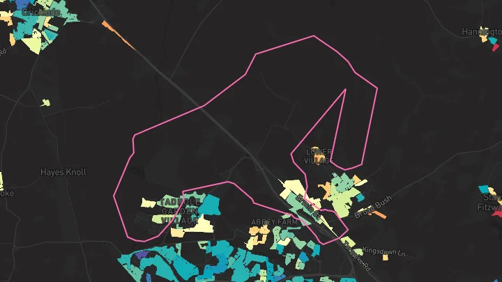 House price heatmap showing property values across Blunsdon